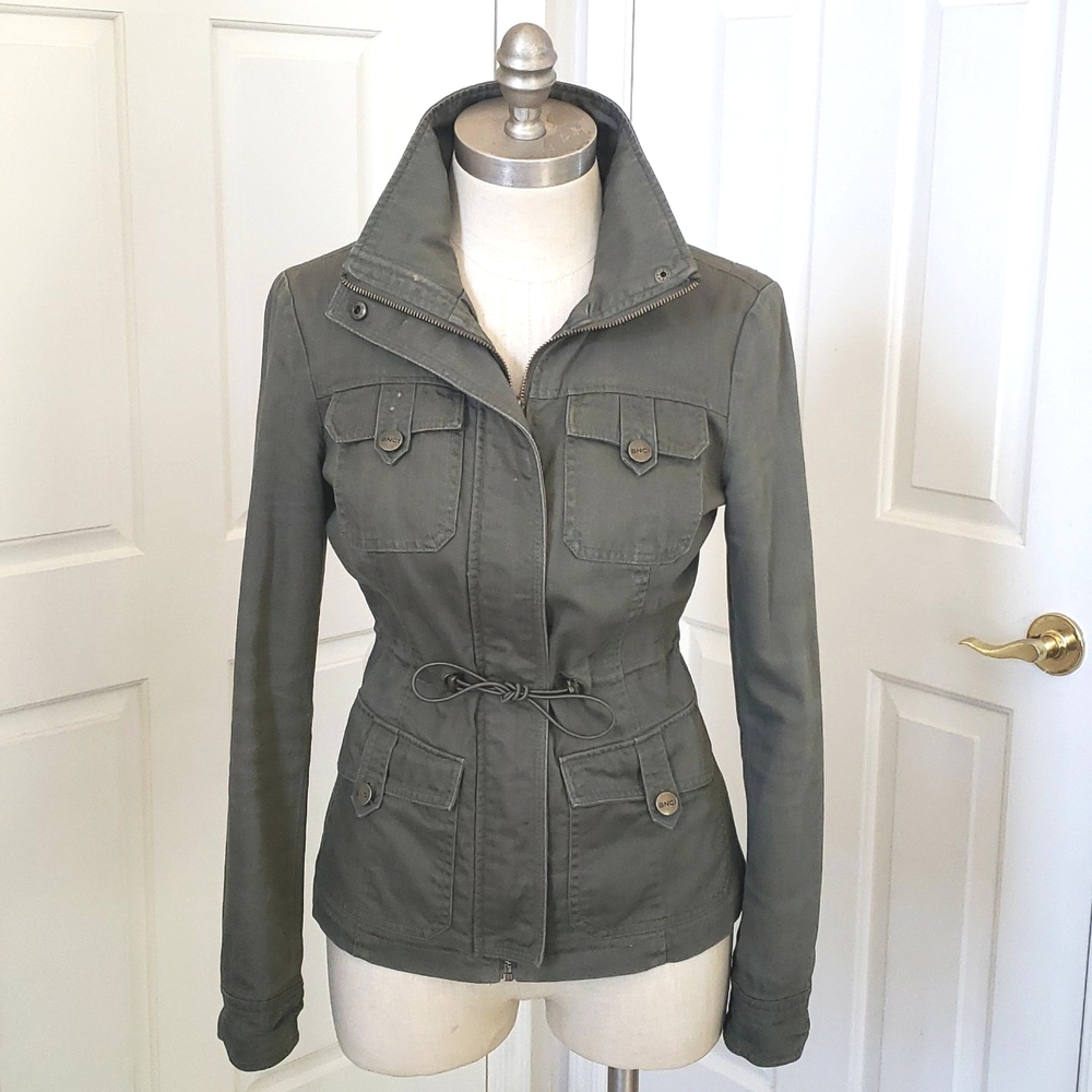 BNCI Hunter Olive Green Utility Jacket XS Technical Canvas Funnel Neck Zip Front - Picture 3 of 16